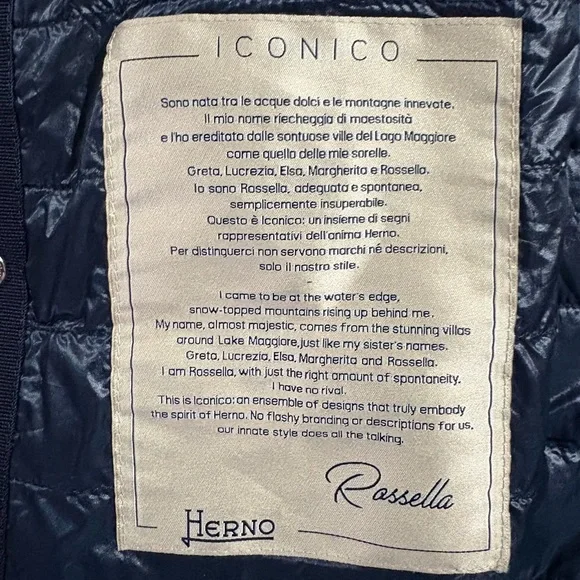 HERNO Ultralight Goose Down Rossella Jacket Navy. Sz US 10| $685 Retail - Picture 11 of 16